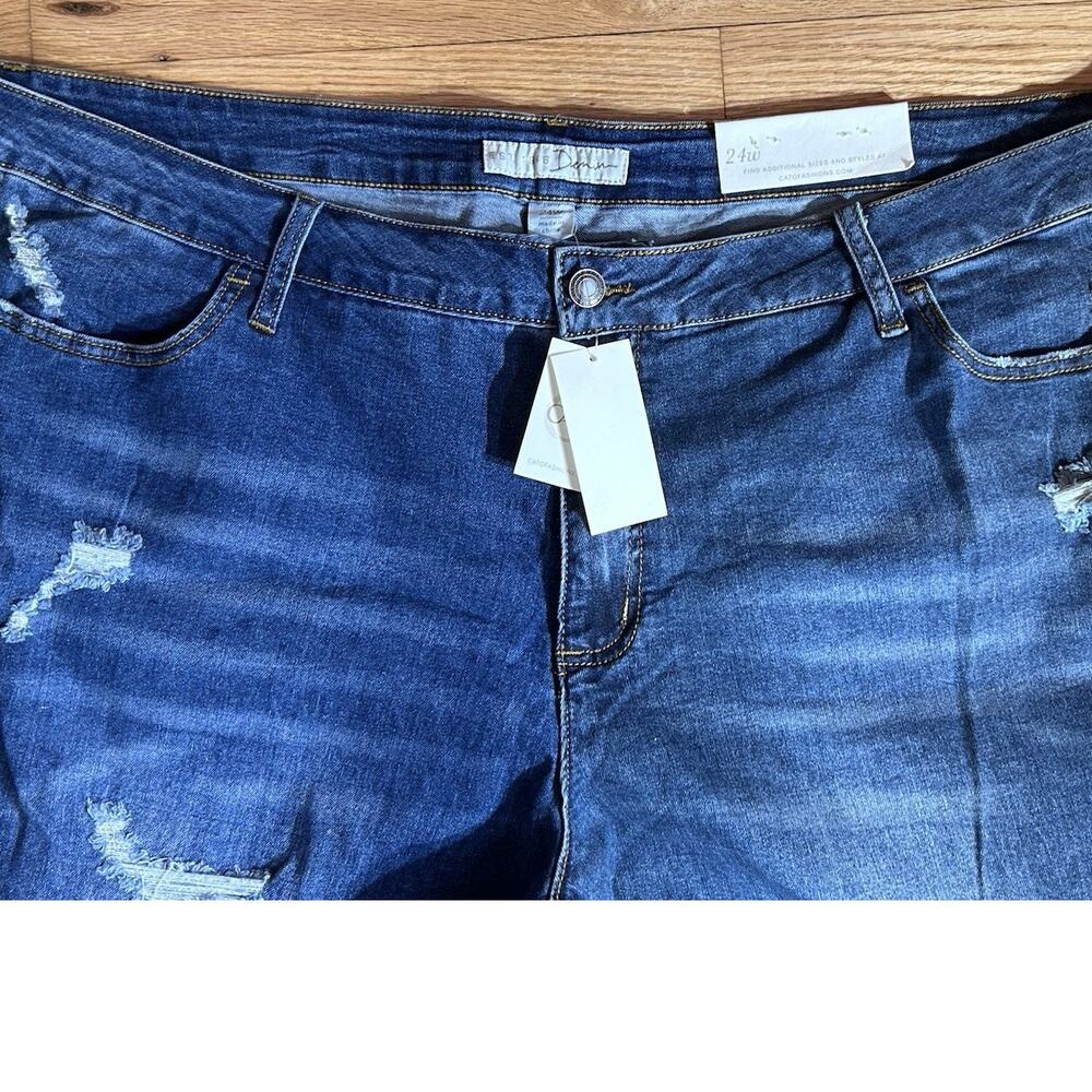cato denim women petite skinny jeans medium wash distressed stretch 5-pocket